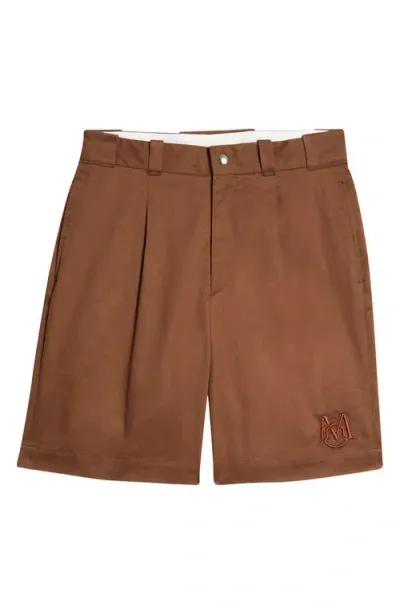 Moncler Stretch Cotton Gabardine Bermuda Shorts In Brown