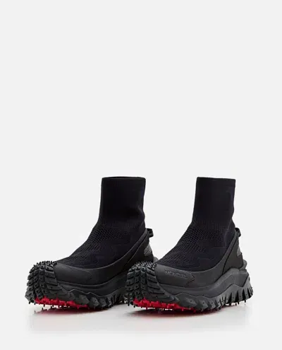 Moncler Trailgrip Knit High Top Sneakers In Black