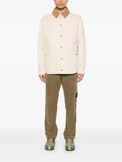 Moncler Twill Shirt Jacket In Neutrals