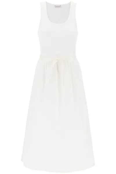 Moncler Two-tone Midi Dress In White