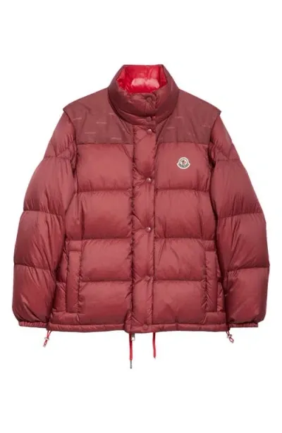 Moncler Verone Convertible Down Puffer Jacket In Bordeaux