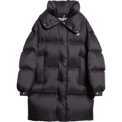 Moncler Verone Longline Down Puffer Parka In Black