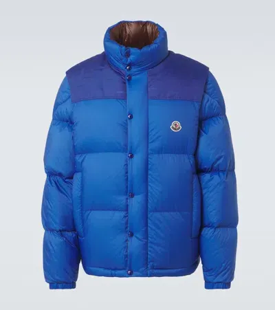 Moncler Down Jacket In Bluette/brown