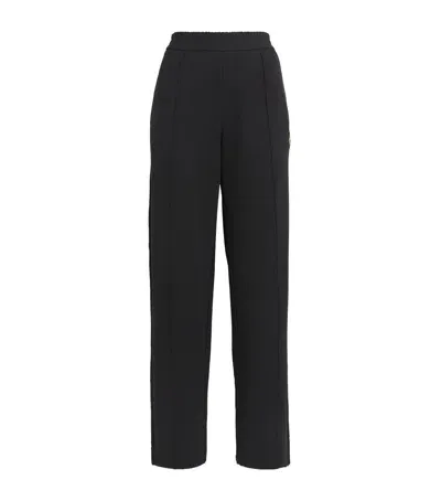 Moncler Virgin Wool-trim Trousers In Black