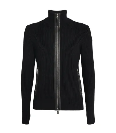 Moncler Virgin Wool Zip-front Cardigan In Black