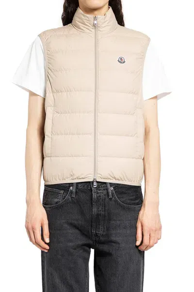 Moncler Waistcoats In Beige