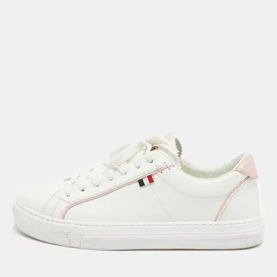 Pre-owned Moncler White Leather New Monaco Low Top Sneakers Size 40