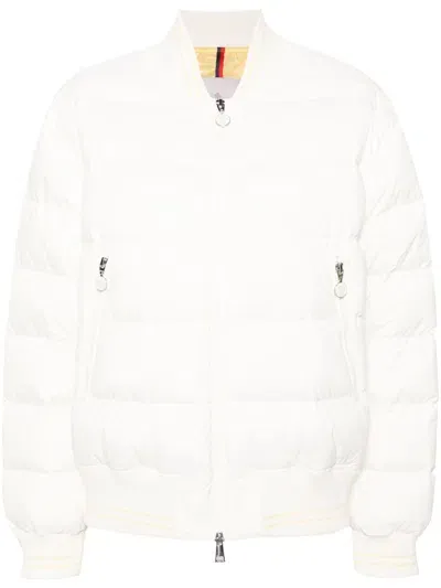 Moncler Argo Padded Bomber Jacket In White