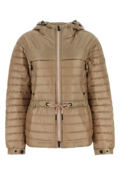 Moncler Camel Nylon Eibing Down Jacket In Brown