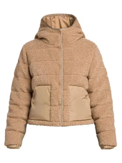 Moncler Women's Audrieu Teddy Fleece Short Down Jacket In Beige