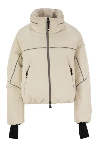 Moncler Women's Mini Down Jacket With Removable Hood In Beige