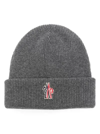 Moncler Wool Beanie Hat In Grey