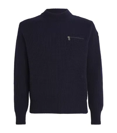 Moncler Wool-cashmere Sweater In Navy