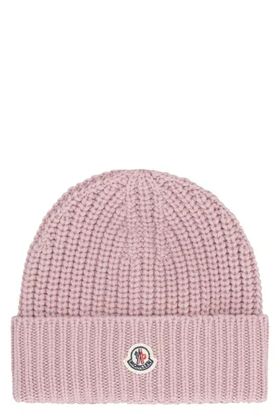 Moncler Wool Hat In Pink