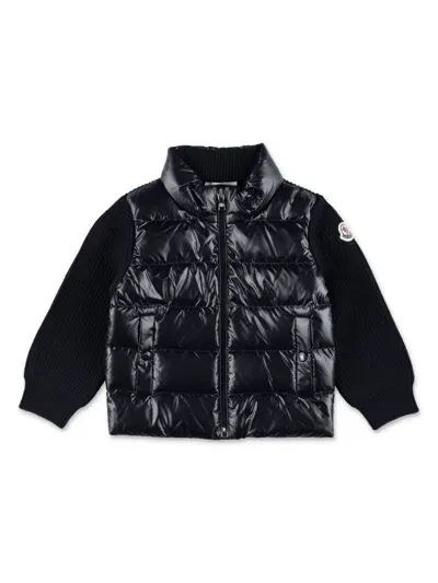 Moncler Kids' Cardigan Imbottito Con Zip In Blue