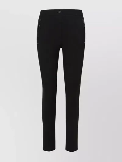 Moncler Fitted Leggings With Logo Detail In Black