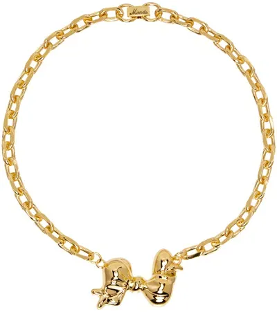 Mondo Mondo Gold Bow Choker In 18k Gold Plated