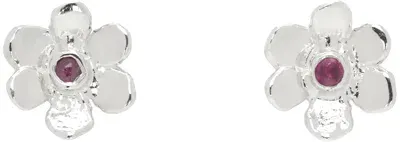 Mondo Mondo Silver Mini Daisy Stud Earrings In Sterling Silver