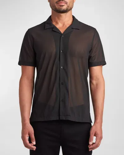 Monfrere Men's Bond Sheer Mesh Shirt In Mesh Noir