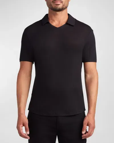 Monfrere Men's Bond V-neck Polo Shirt In Noir