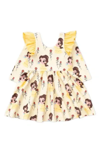 Monica + Andy Babies'  X Disney Let's Dance Ruffle Long Sleeve Stretch Organic Cotton Party Dress In Belle