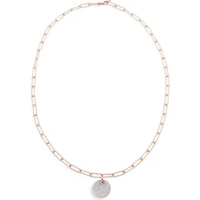 Monica Vinader Ava Diamond Disc Pendant Necklace In 18k Rose Gold Vermeil/diamond