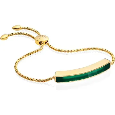 Monica Vinader Baja Stone Bracelet In Yellow Gold/green Onyx