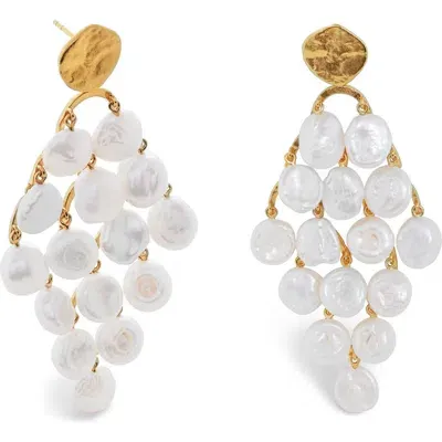 Monica Vinader Capri Keshi Pearl Cocktail Drop Earrings In 18ct Gold Vermeil/pearl