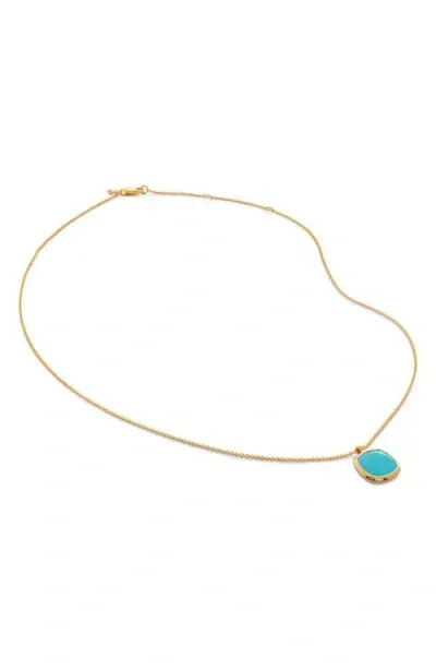 Monica Vinader Delphi Turquoise Pendant Necklace In 18ct Gold Vermeil/turquoise