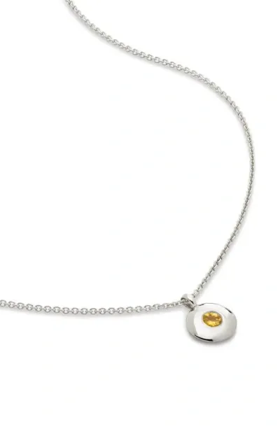 Monica Vinader Sterling Silver November Birthstone Necklace Adjustable 41-46cm/16-18' Citrine