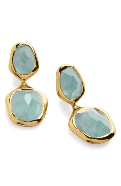 Monica Vinader Odyssey Aquamarine Drop Earrings In 18ct Gold Vermeil/aquamarine