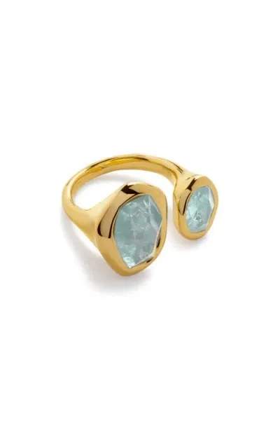 Monica Vinader Odyssey Aquamarine Open Ring In 18ct Gold Vermeil/aquamarine