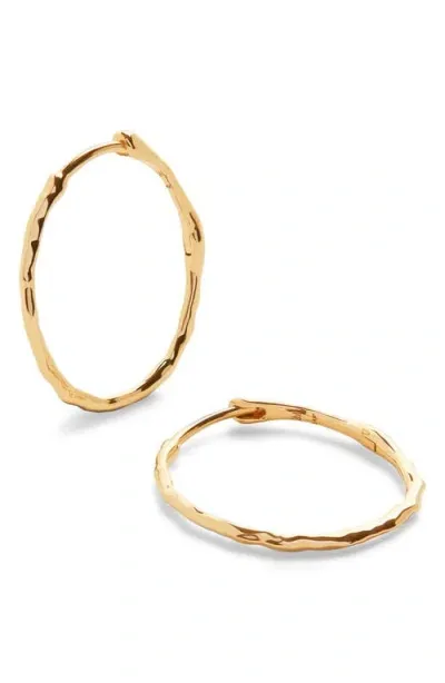 Monica Vinader Siren Hammered Hoop Earrings In Yellow Gold