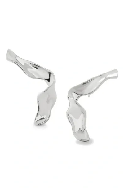 Monica Vinader The Wave Stud Earrings In Silver