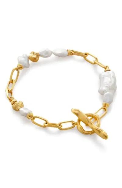 Monica Vinader X Amy Powney Keshi Pearl Bracelet In 18ct Gold Vermeil/pearl