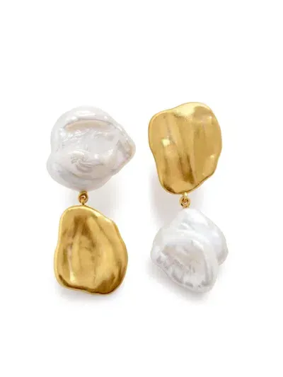 Monica Vinader X Amy Powney Keshi-pearl Stud Drop Earrings In Gold