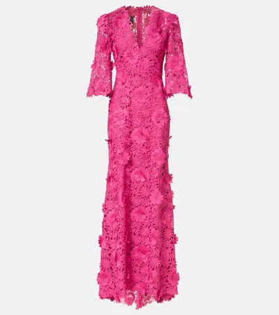 Monique Lhuillier Bell-sleeved Gown In Pink