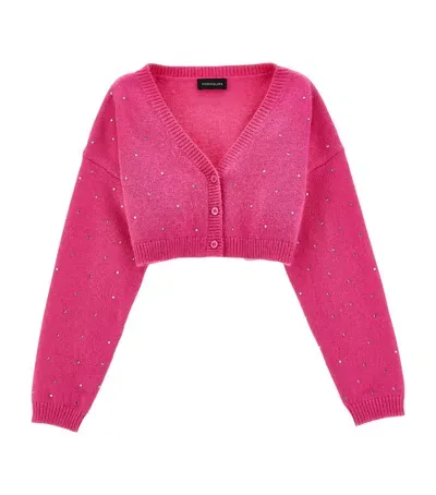 Monnalisa Kids' Angora-wool-blend Embellished Cardigan In Pink