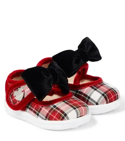 Monnalisa Babies' Bow-detail Checked Ballerinas In Red