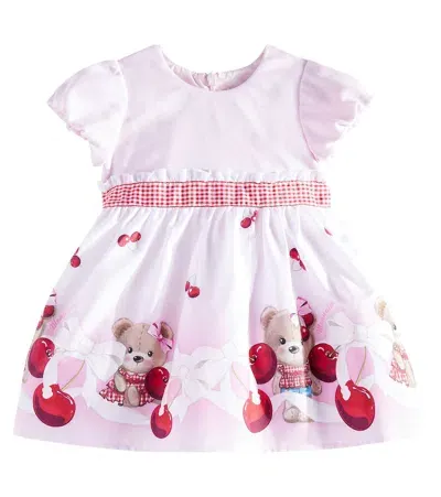 Monnalisa Baby Printed Cotton Dress In White