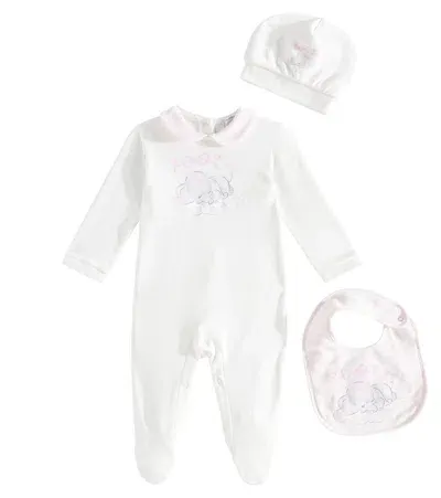 Monnalisa Baby Printed Cotton Set In White