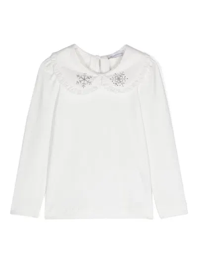 Monnalisa Kids' Bib-collar T-shirt In White