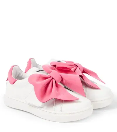 Monnalisa Kids' Bow-detail Leather Sneakers In White