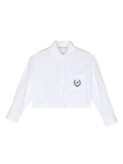 Monnalisa Kids' Embroidered-logo Cropped Shirt In White