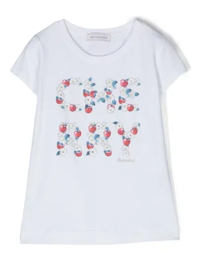 Monnalisa Kids' Floral Cherry-print T-shirt In White