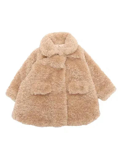 Monnalisa Kids' Fur Jacket In Beige