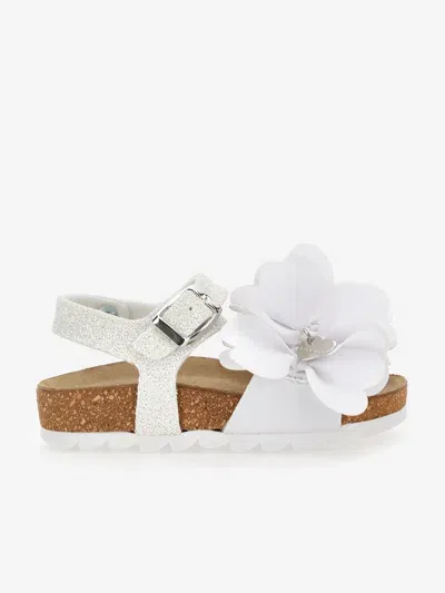 Monnalisa Kids' Girls Glitter Petal Sandals In White