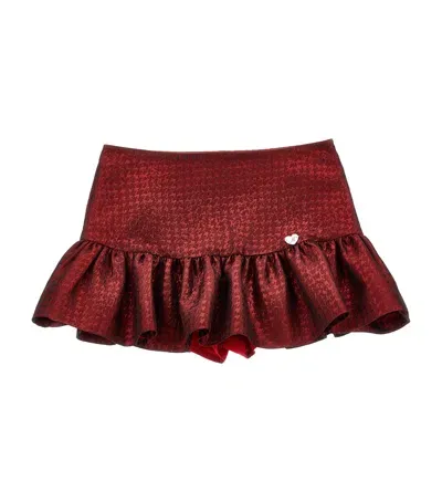 Monnalisa Kids' Houndstooth Jacquard Skirt In Red