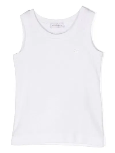 Monnalisa Kids'   Ribbed Viscose Tank Top In Weiss