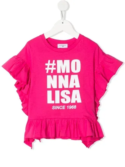 Monnalisa Kids' Logo-print Cotton T-shirt In Pink